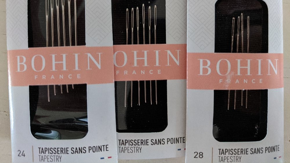 Bohin tapestry needles in sizes 24, 26, and 28