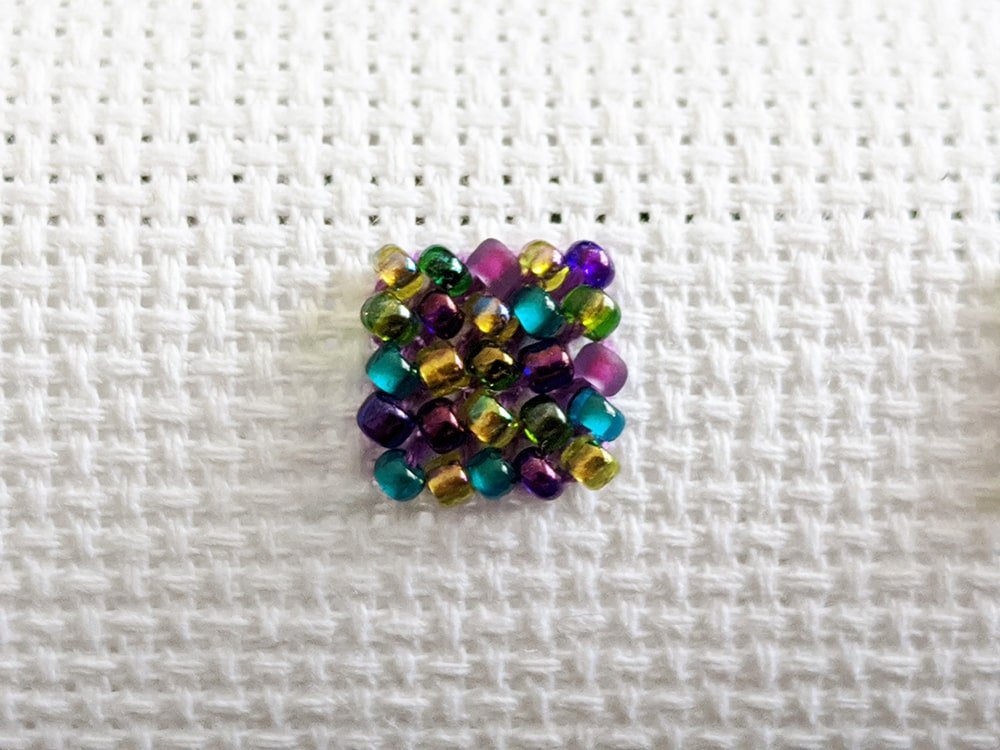 Beading seed beads left diagonally