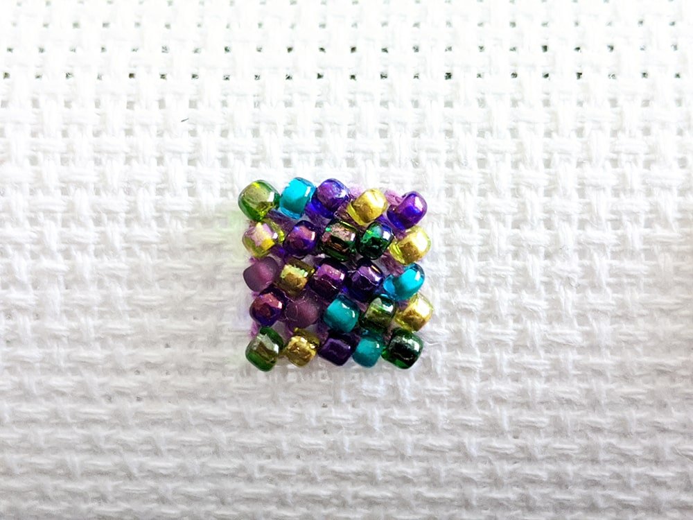 Beading seed beads right diagonally