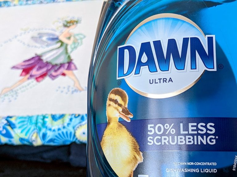 washing cross stitch with Dawn dish soap